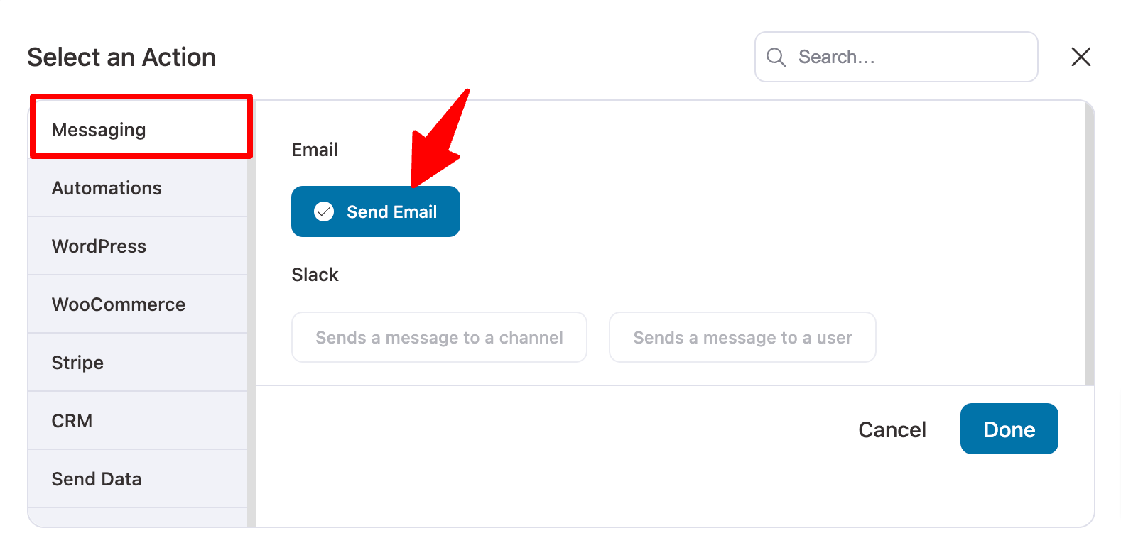 choose a send email option