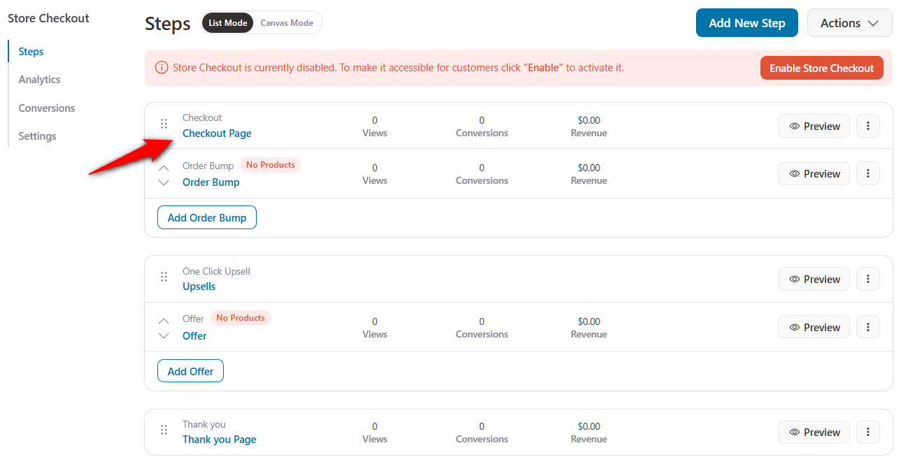 edit checkout page template