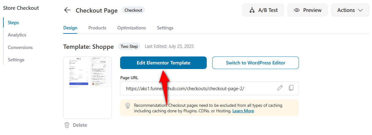 edit checkout page with elementor