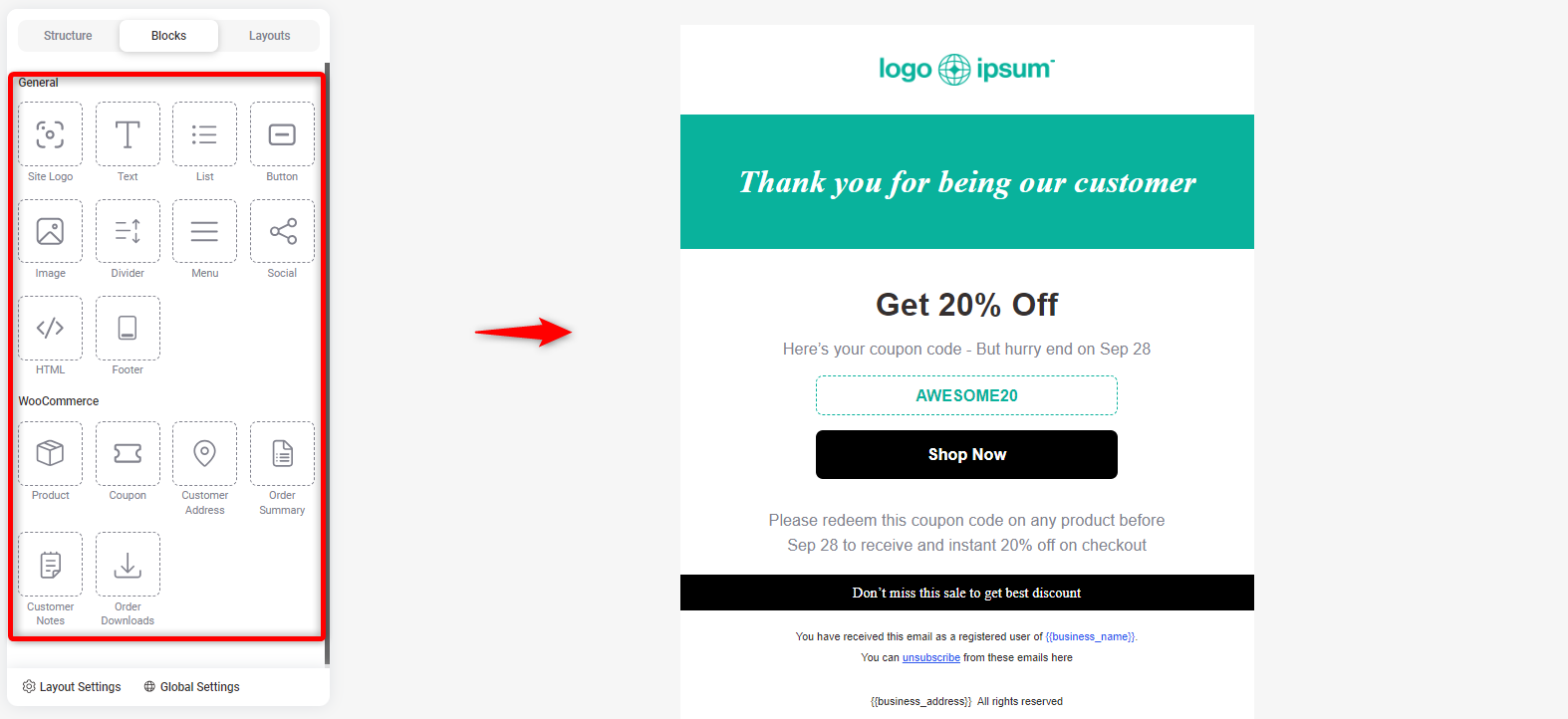 Customizing the email template