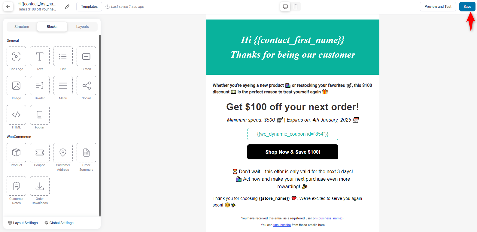 Customizing coupon