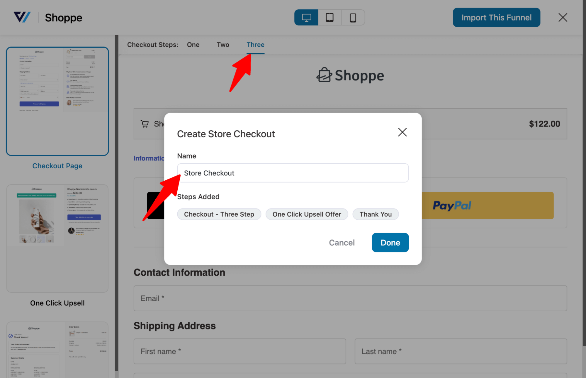 import 3 step checkout