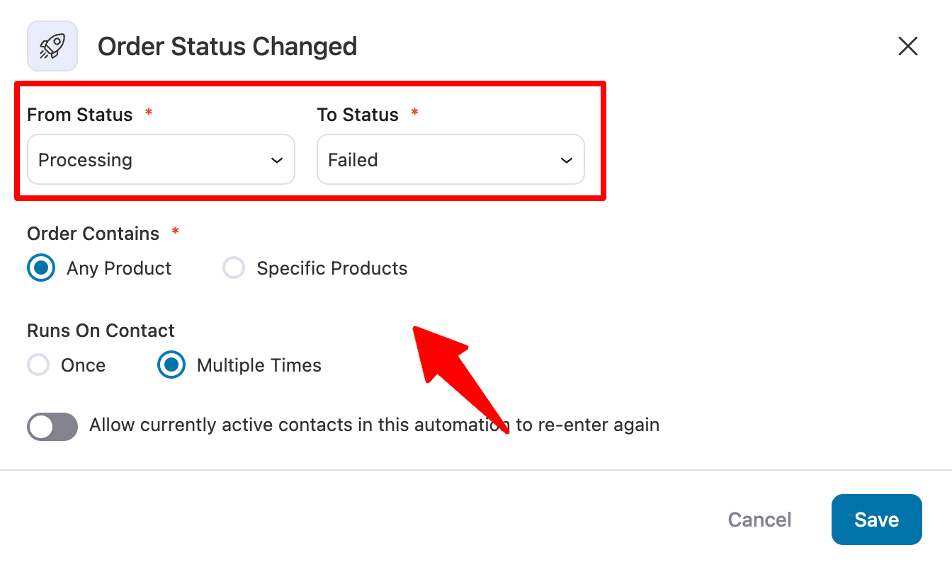 order status changed