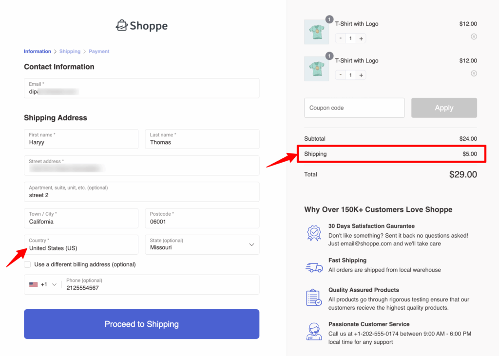 preview WooCommerce flat rate shipping