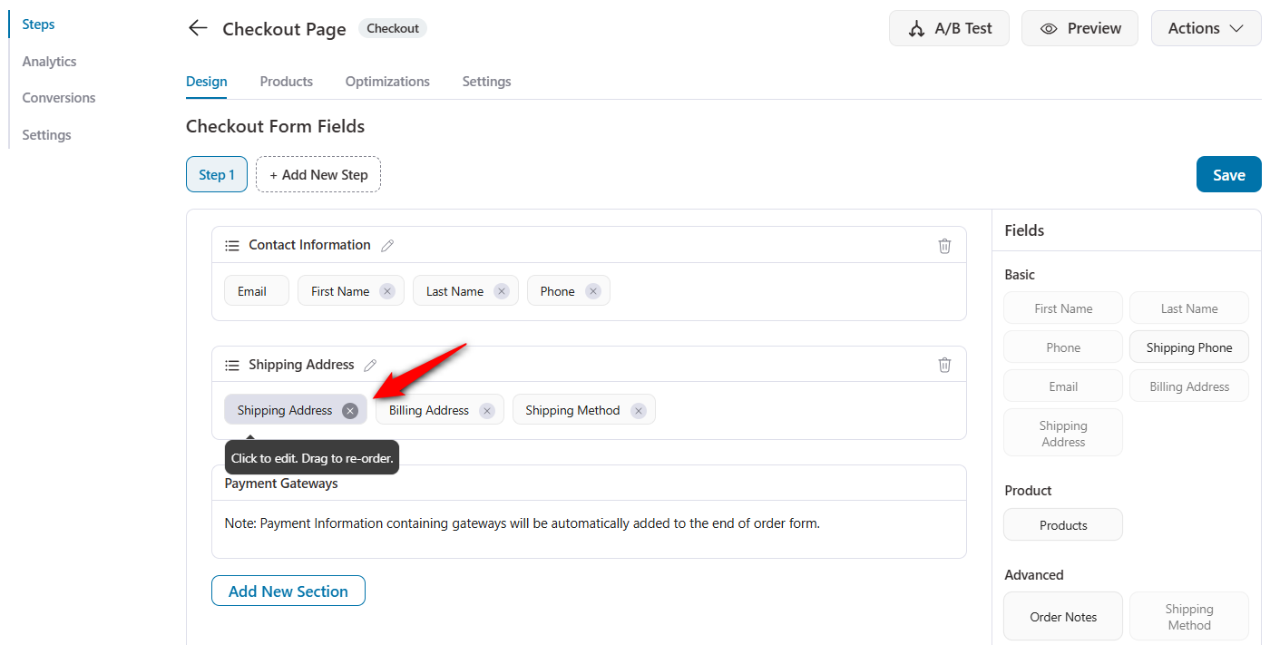 click cross to remove the shipping address field from woocommerce checkout page