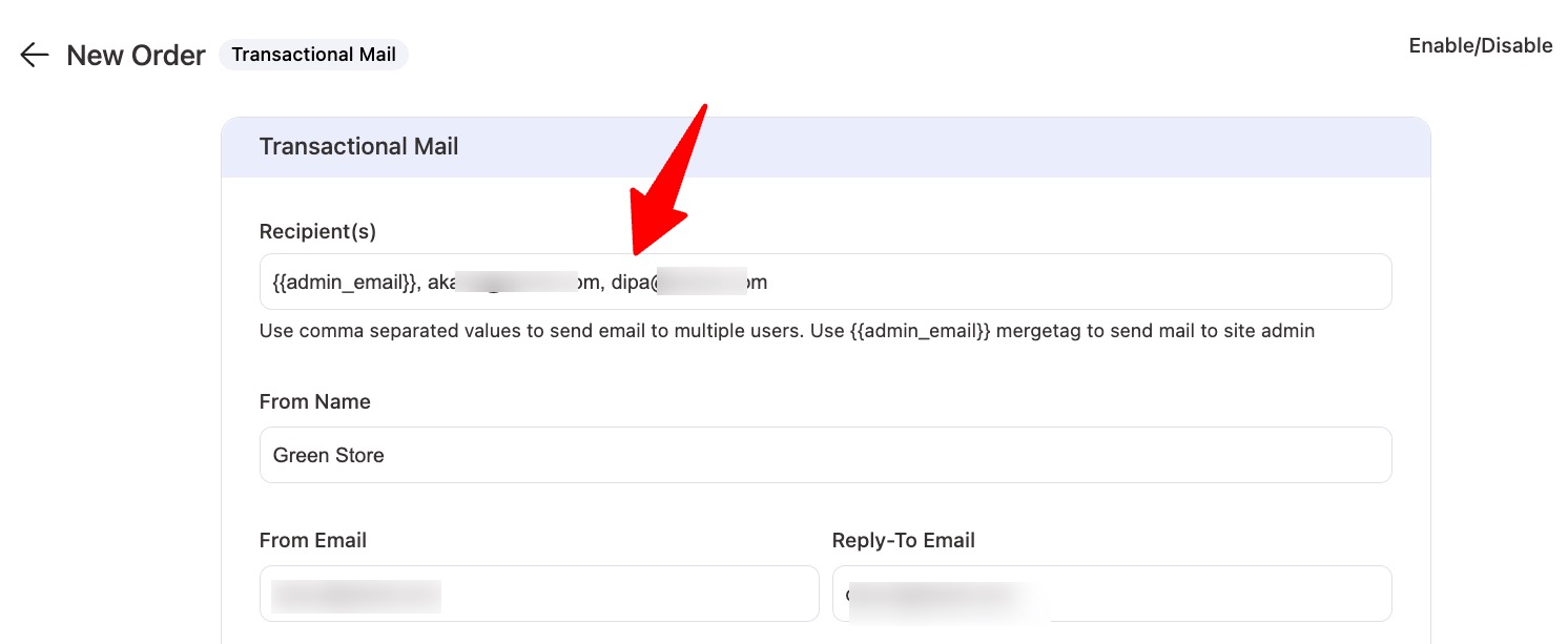 send emails to multiple receipts