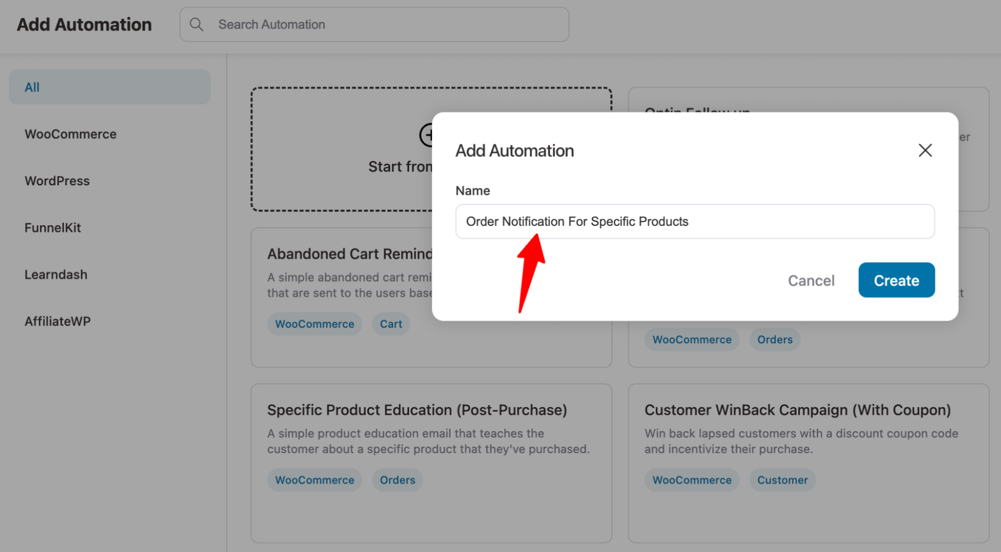 send order notification for specific products or categories