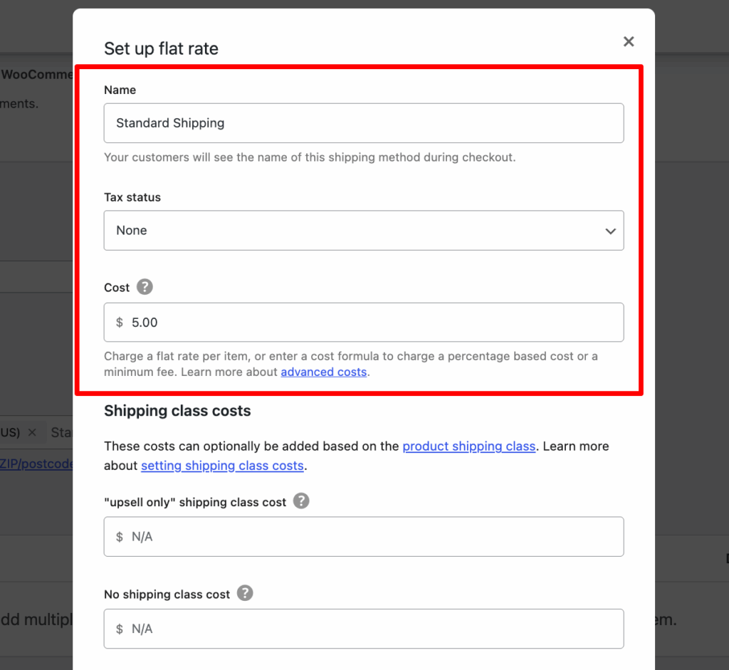 set up flatrate options