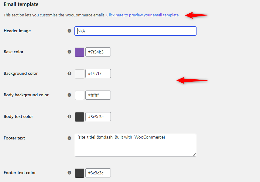 Configuring the email template