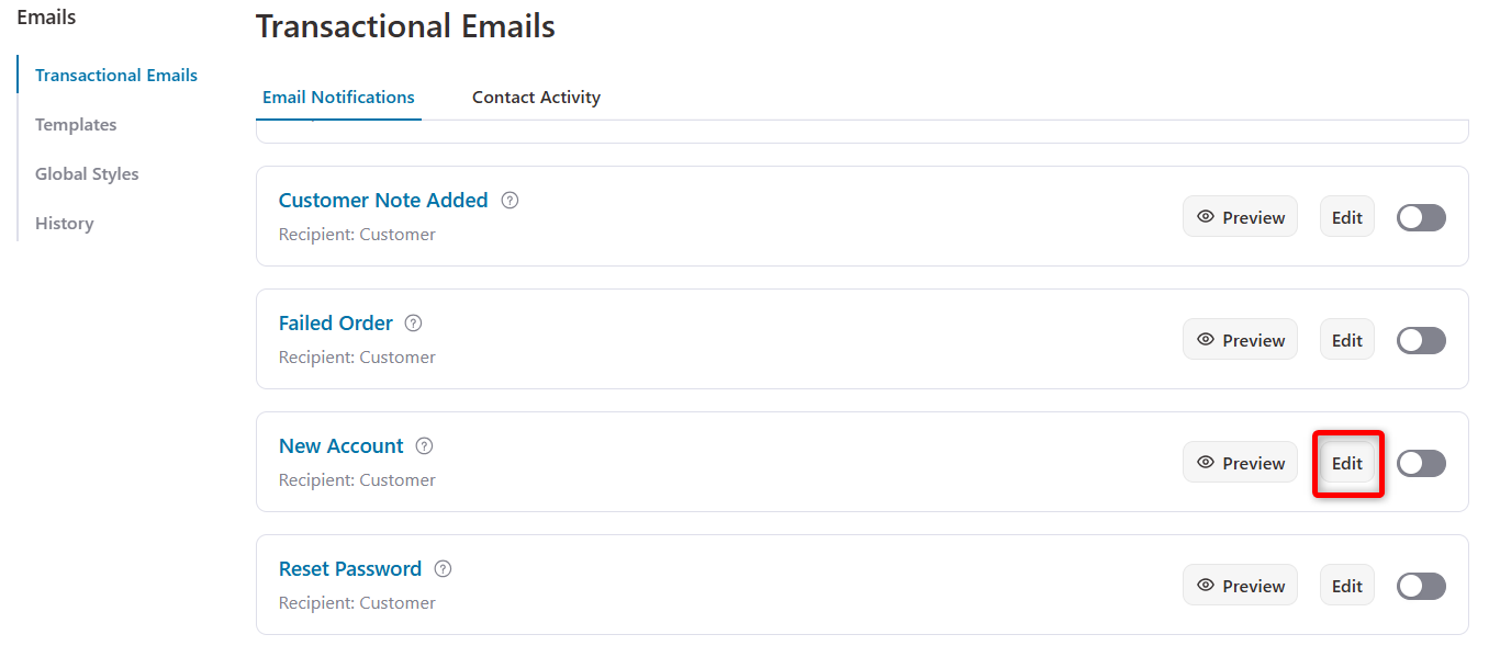 Configuring the new account email in FunnelKit Automations