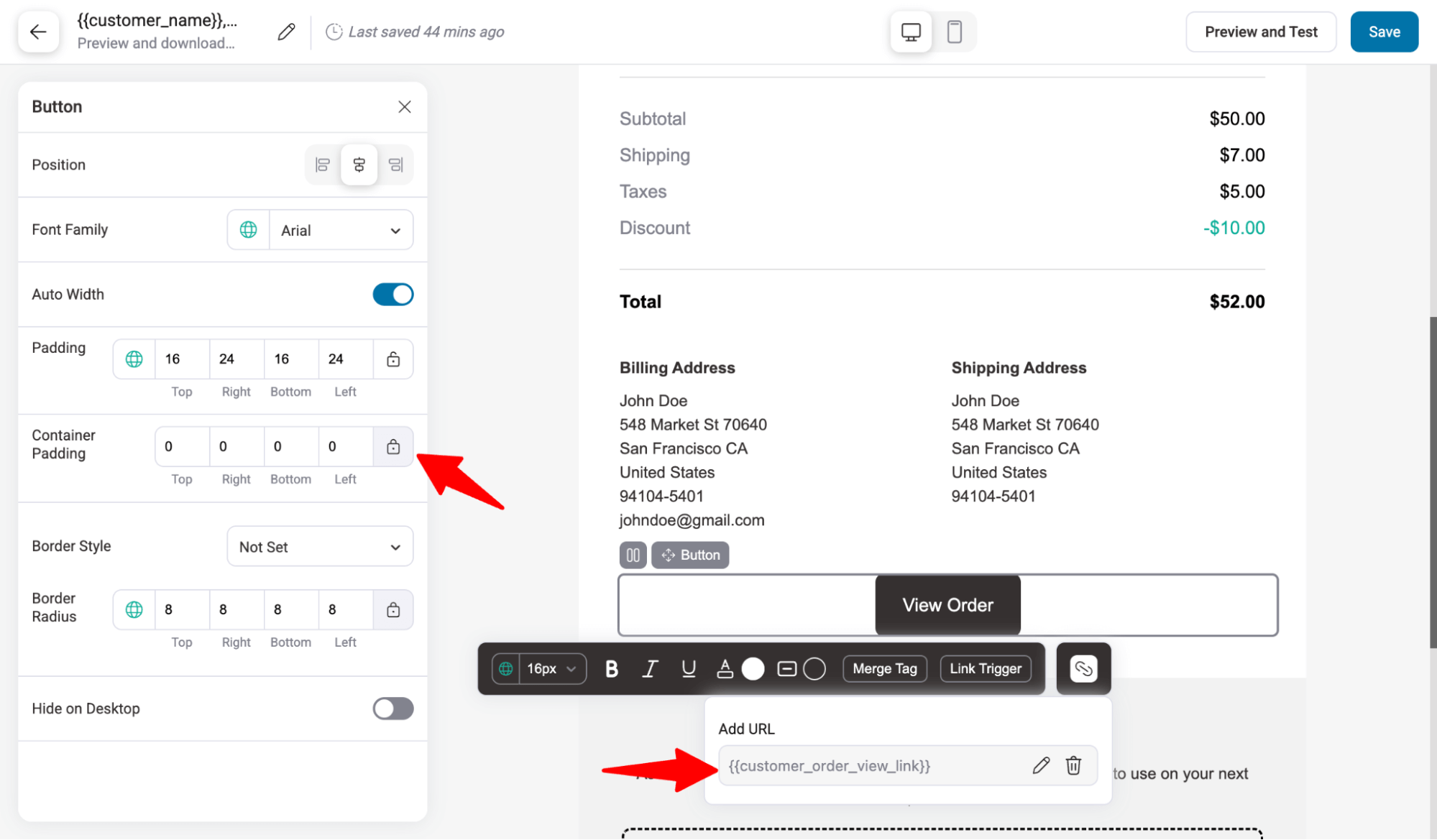 CTA of invoice email