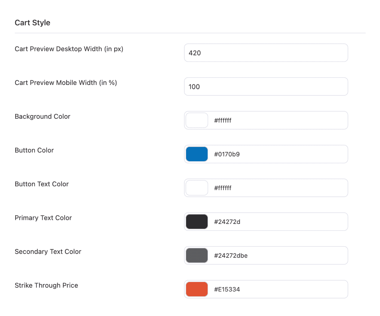 Tweak everything from the cart's width to animation speed, colors, etc., when customizing the WooCommerce side cart and cart icon