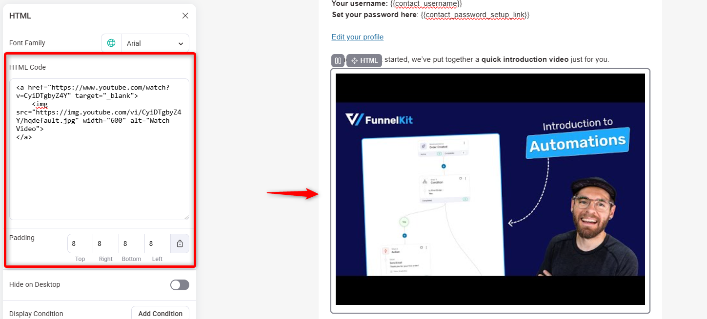 Sending video to the WooCommerce new account email recipients 