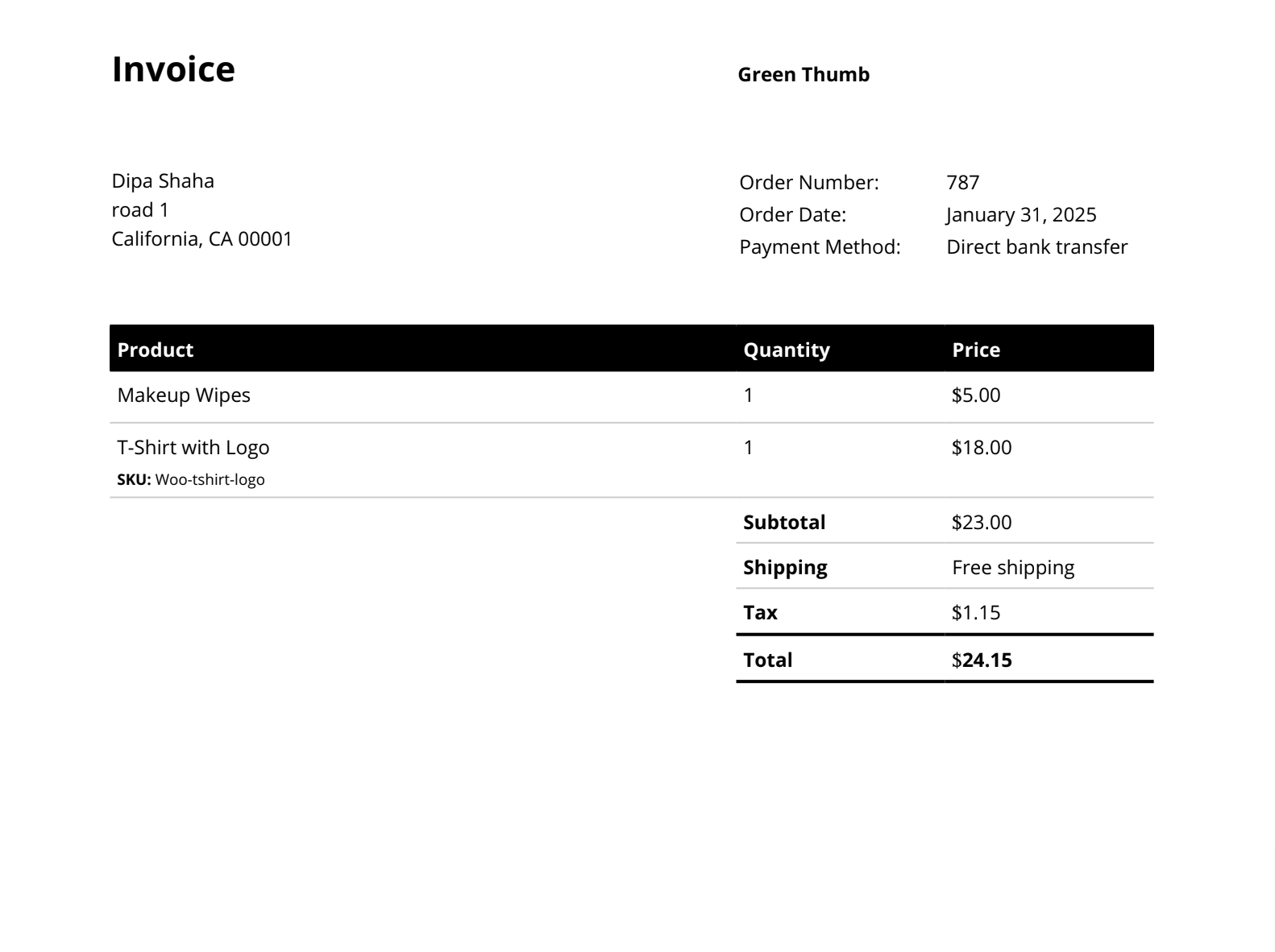 Preview invoice