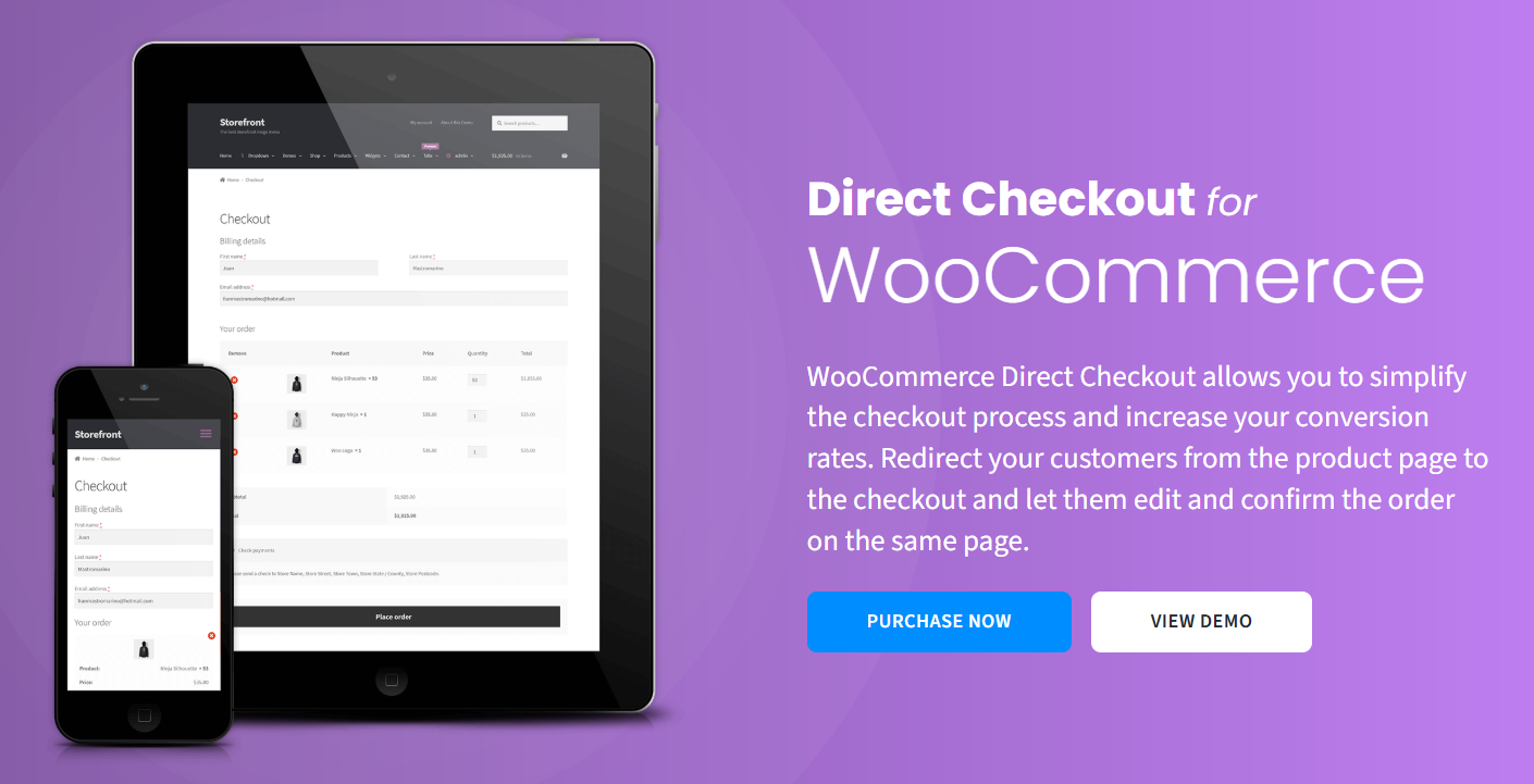 Best WooCommerce One Page Checkout Plugins #3 - Direct Checkout for WooCommerce