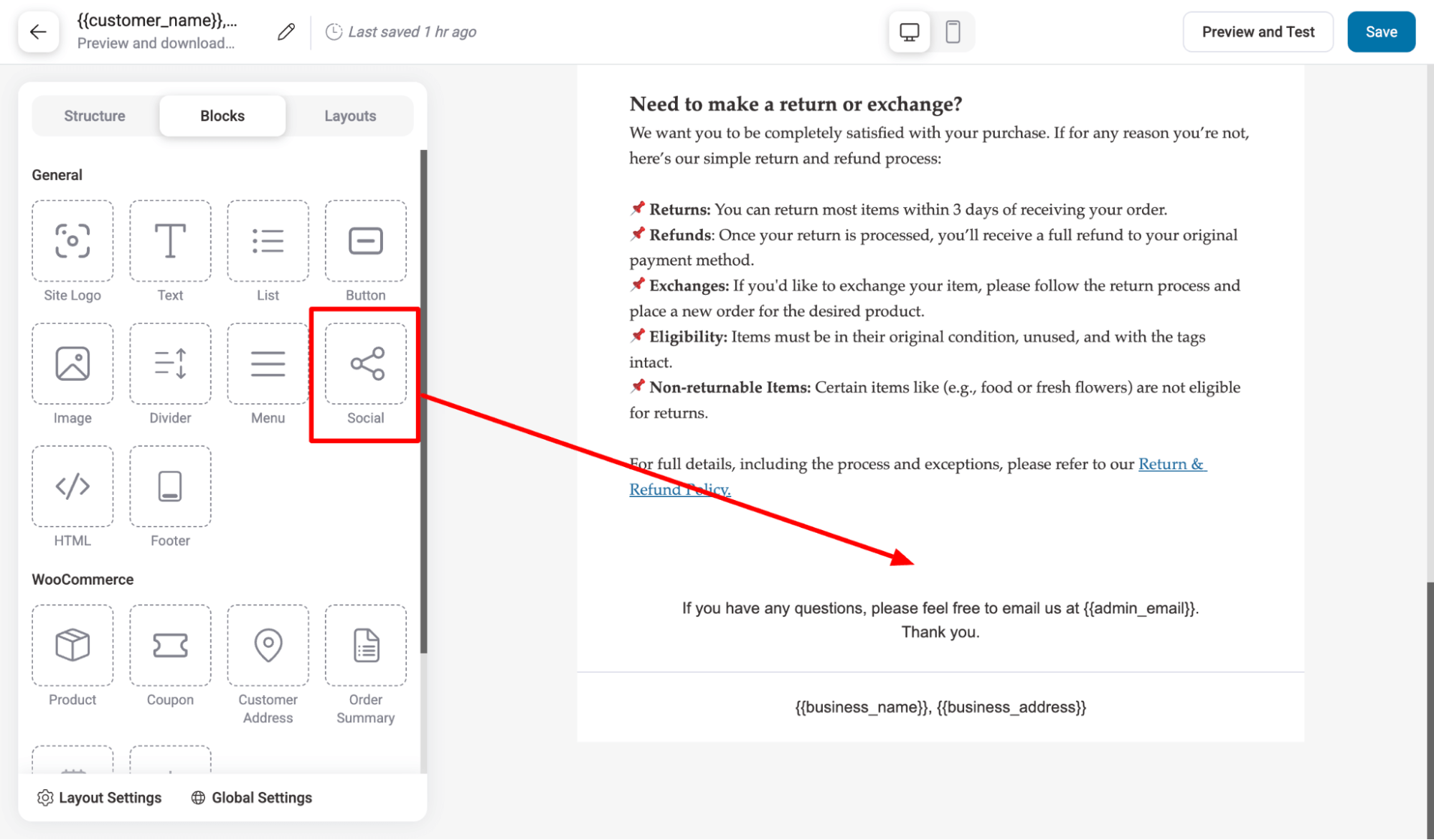 drag and drop social links