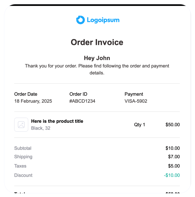 WooCommerce order invoice email template