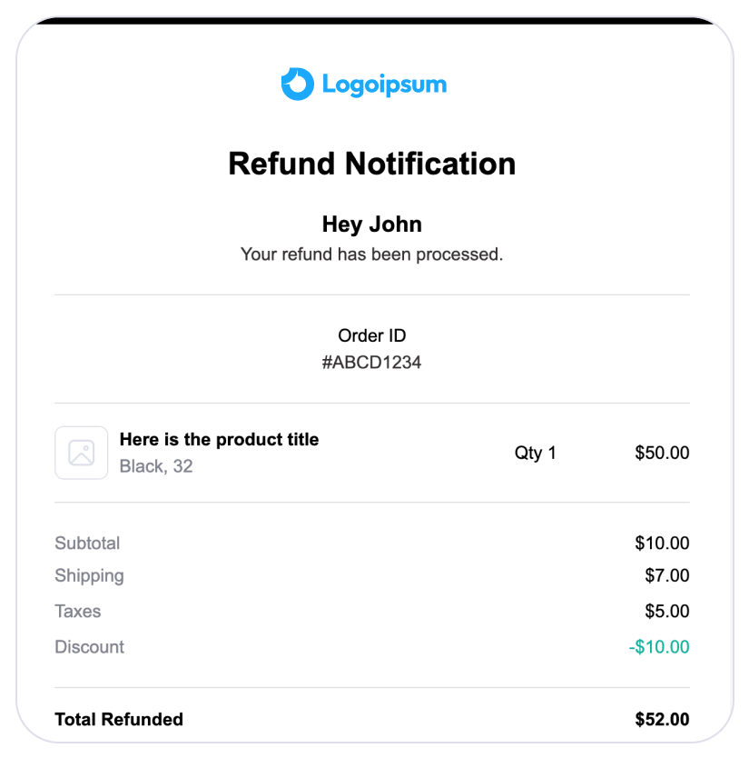 WooCommerce order refund email template