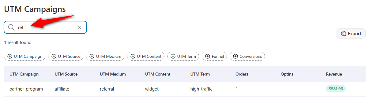 search for utm campaigns