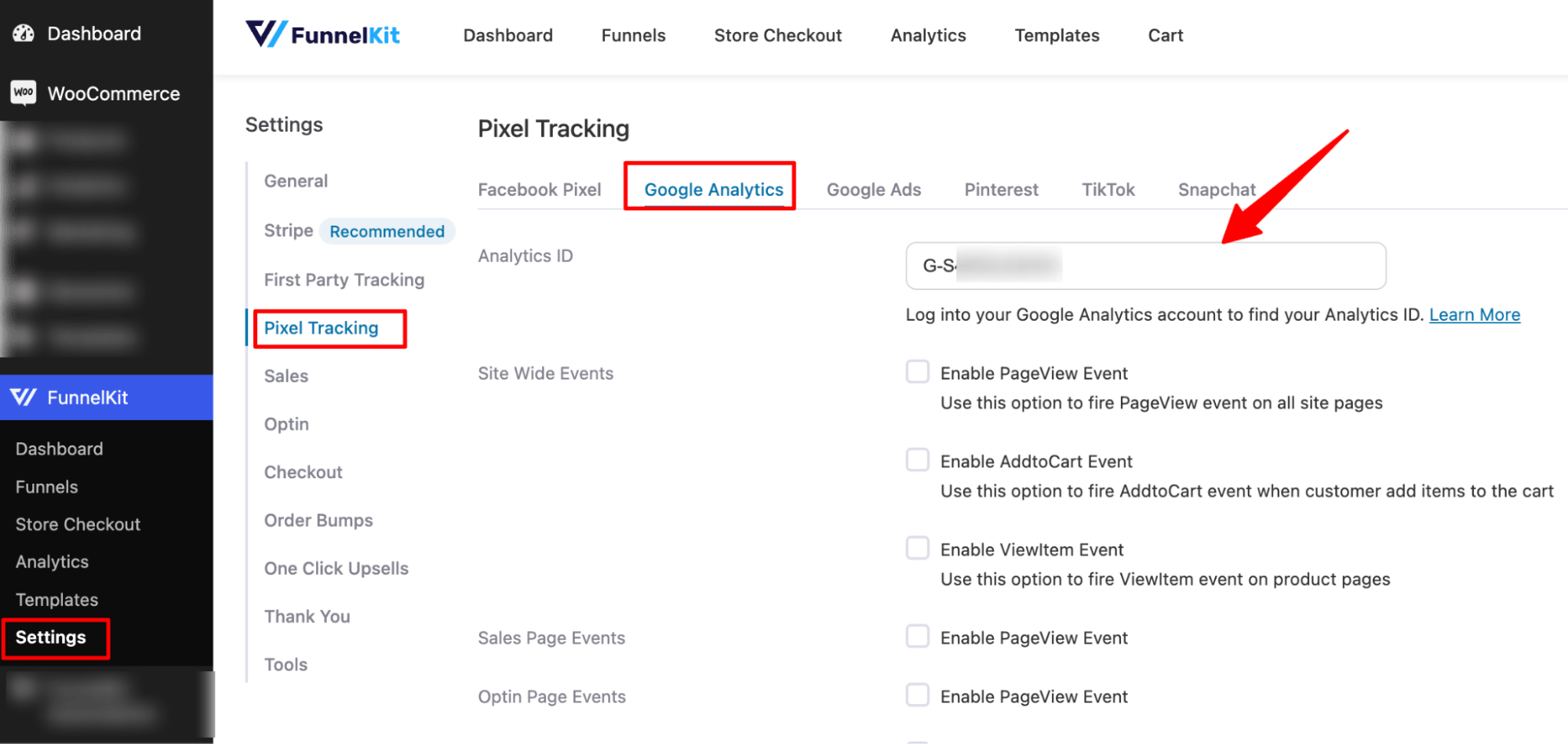 add abalytics ID to Pixel settings