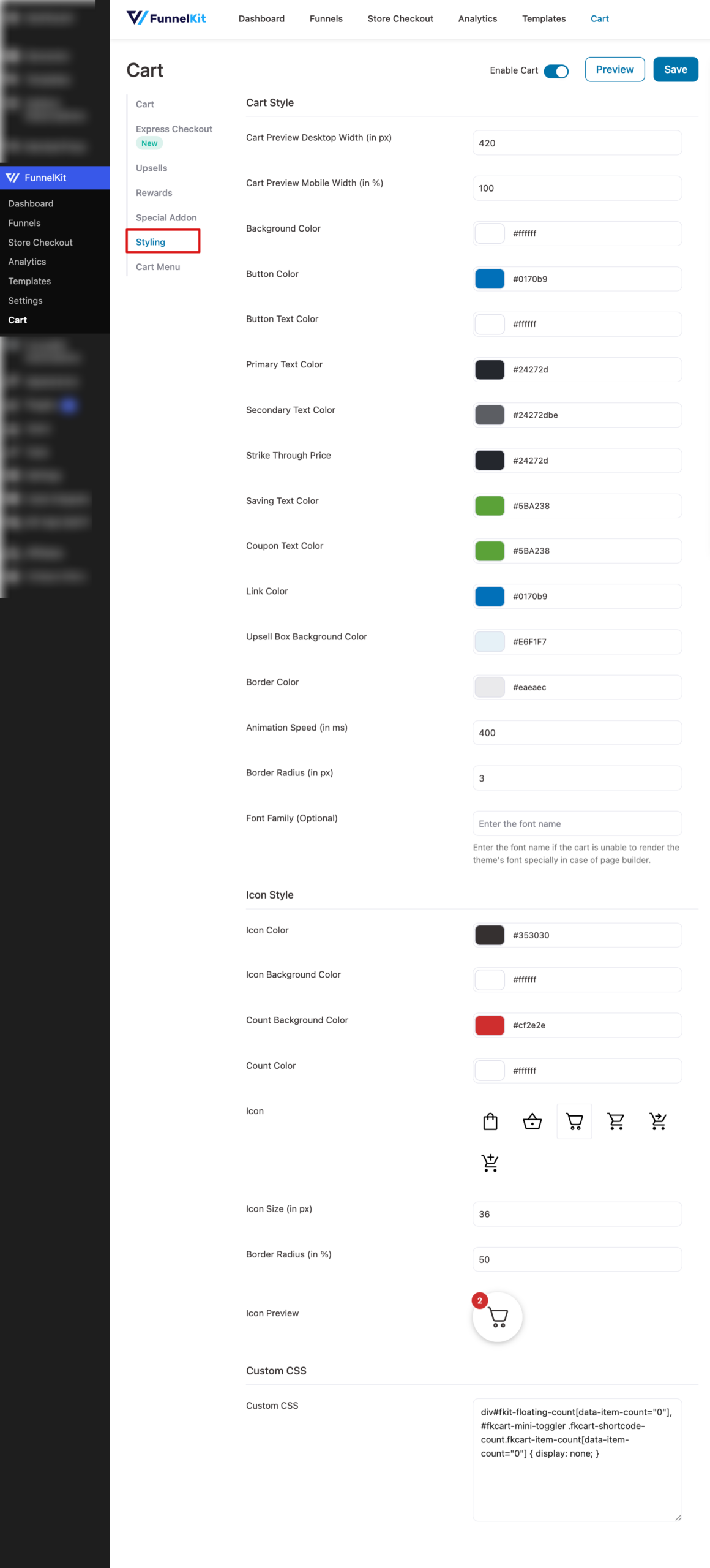 Customize your WooCommerce floating cart on brand - funnelkit cart