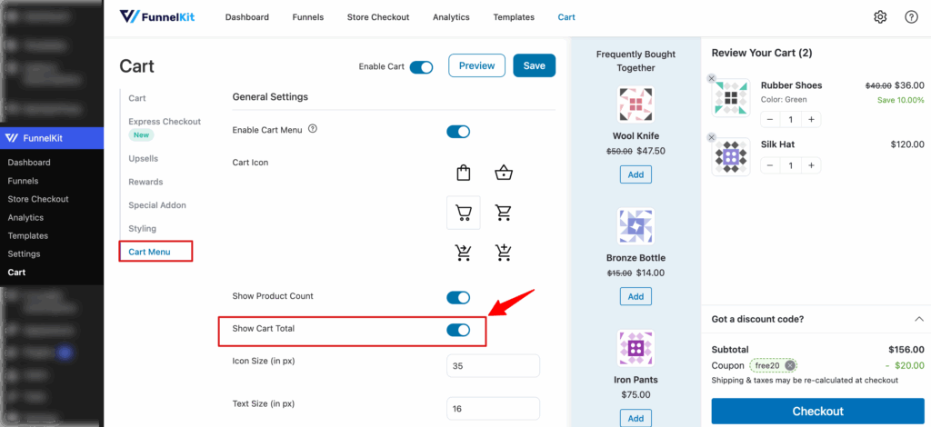 How do I show the total cart amount in WooCommerce