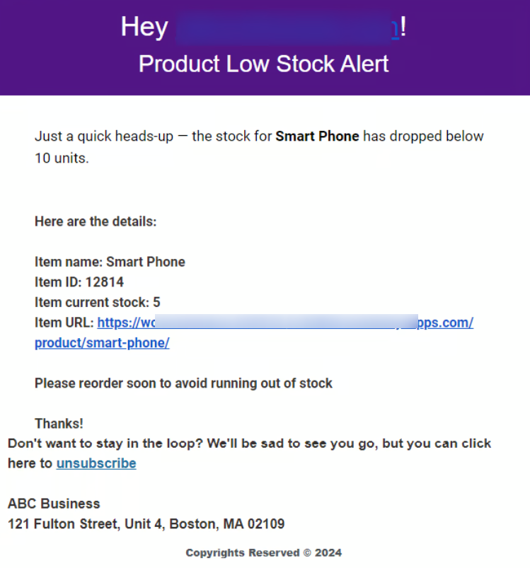 How to Send Custom WooCommerce Low Stock Notification Emails