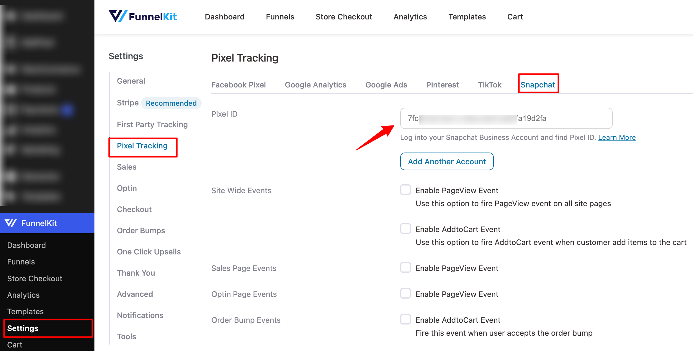 add snapchat pixel tracking
