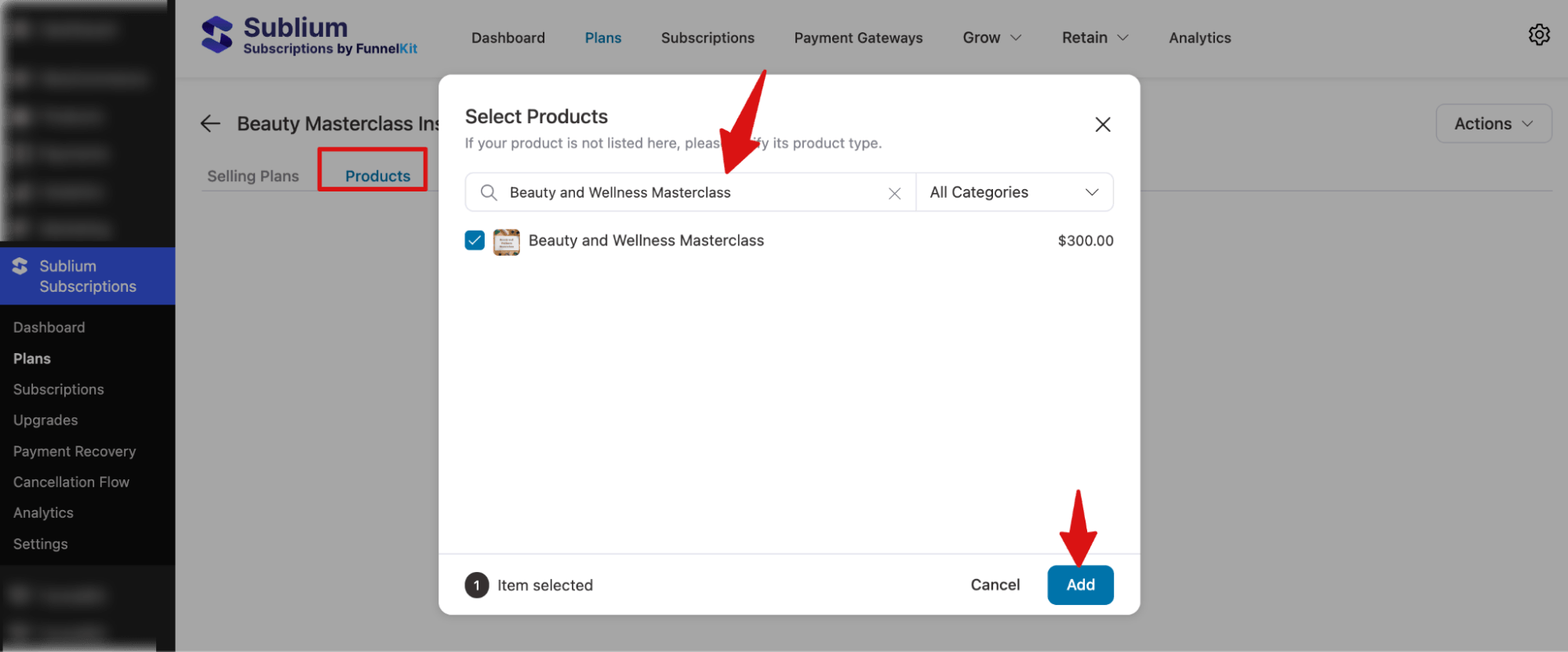 assign payment plan to products