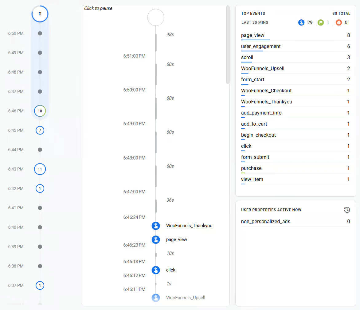 check events flow with google analytics