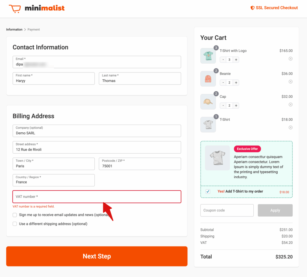 check requirement for WooCommerce VAT field