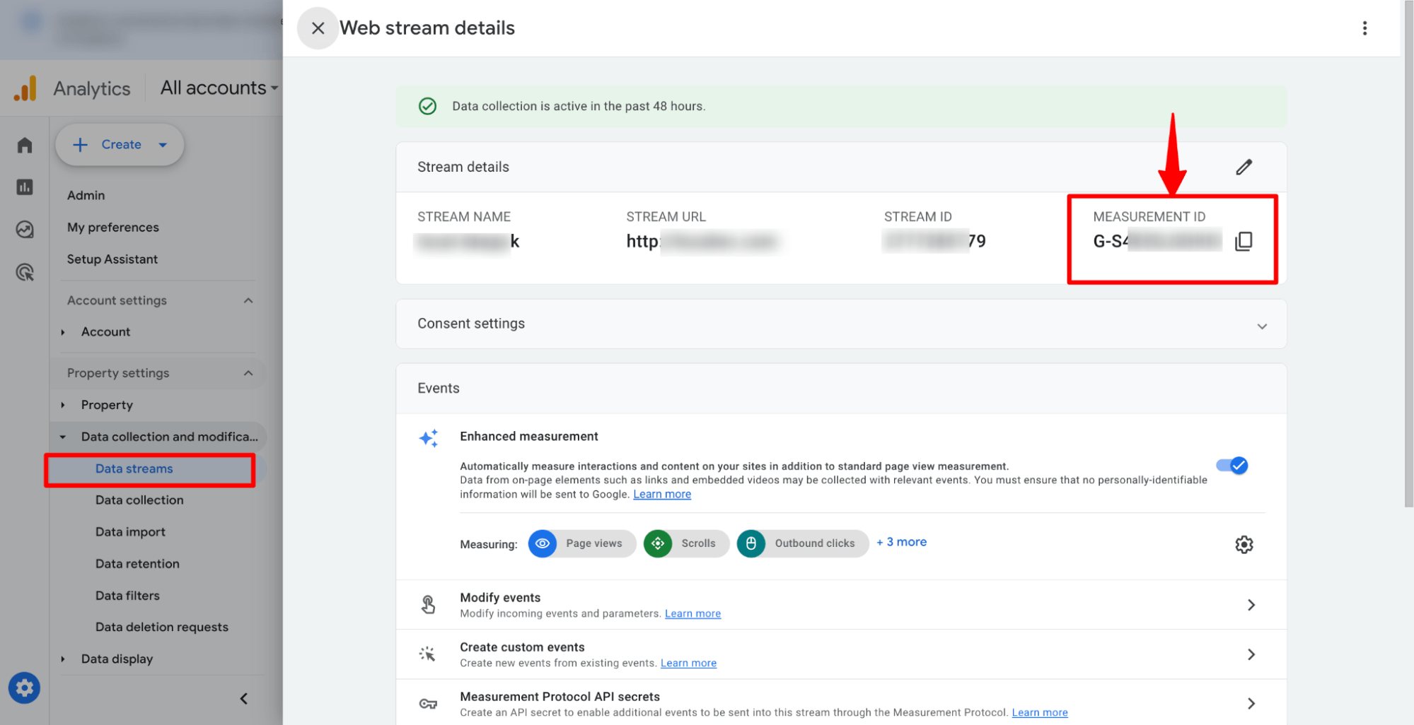 copy google analytics measurement id