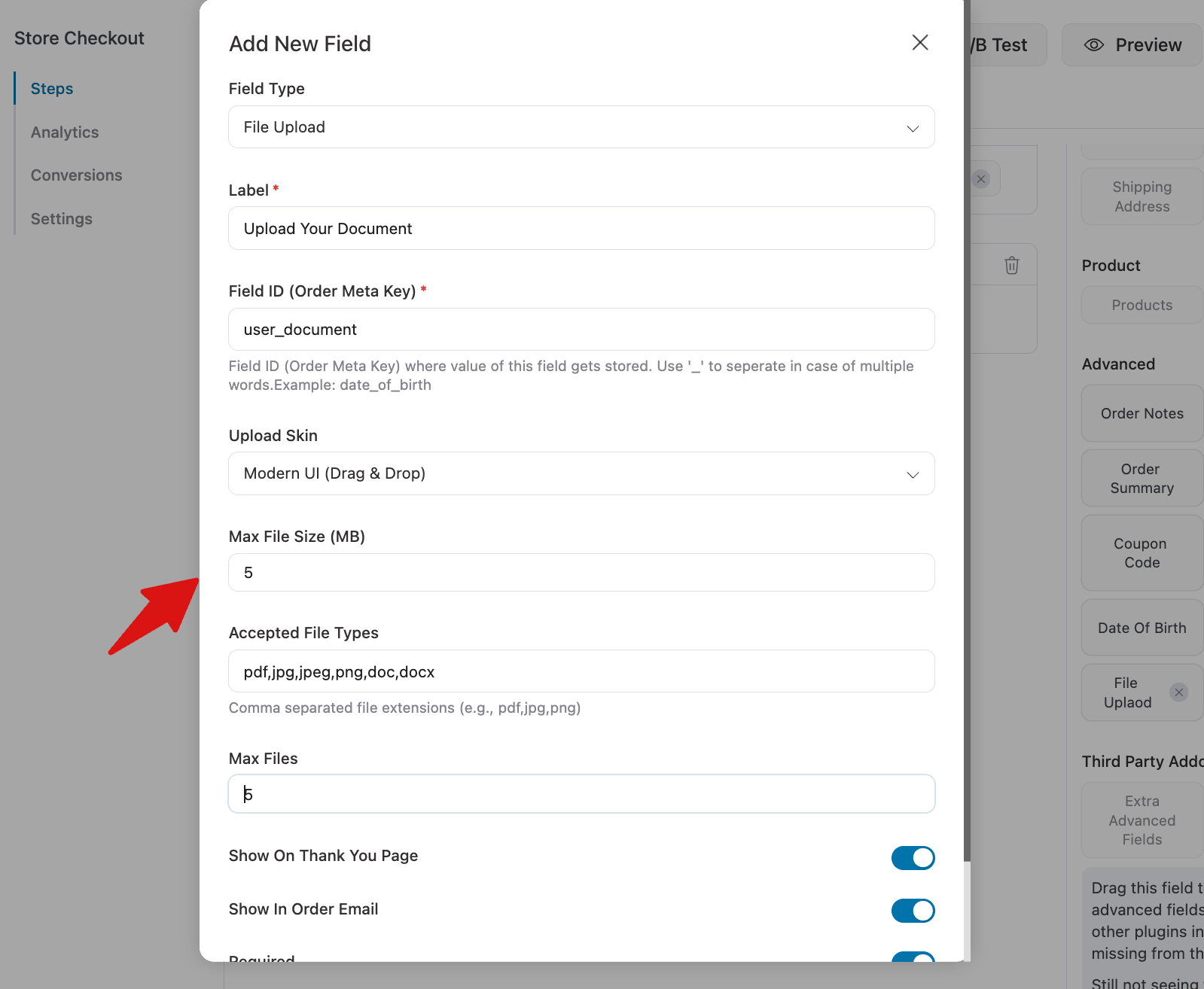 create file upload field to add in WooCommerce checkout