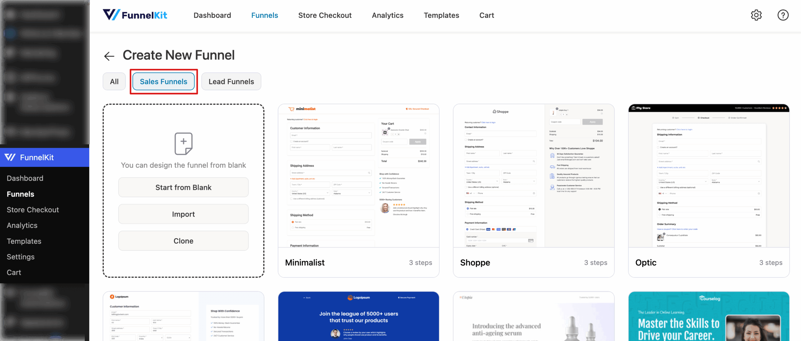 create sales funnel template