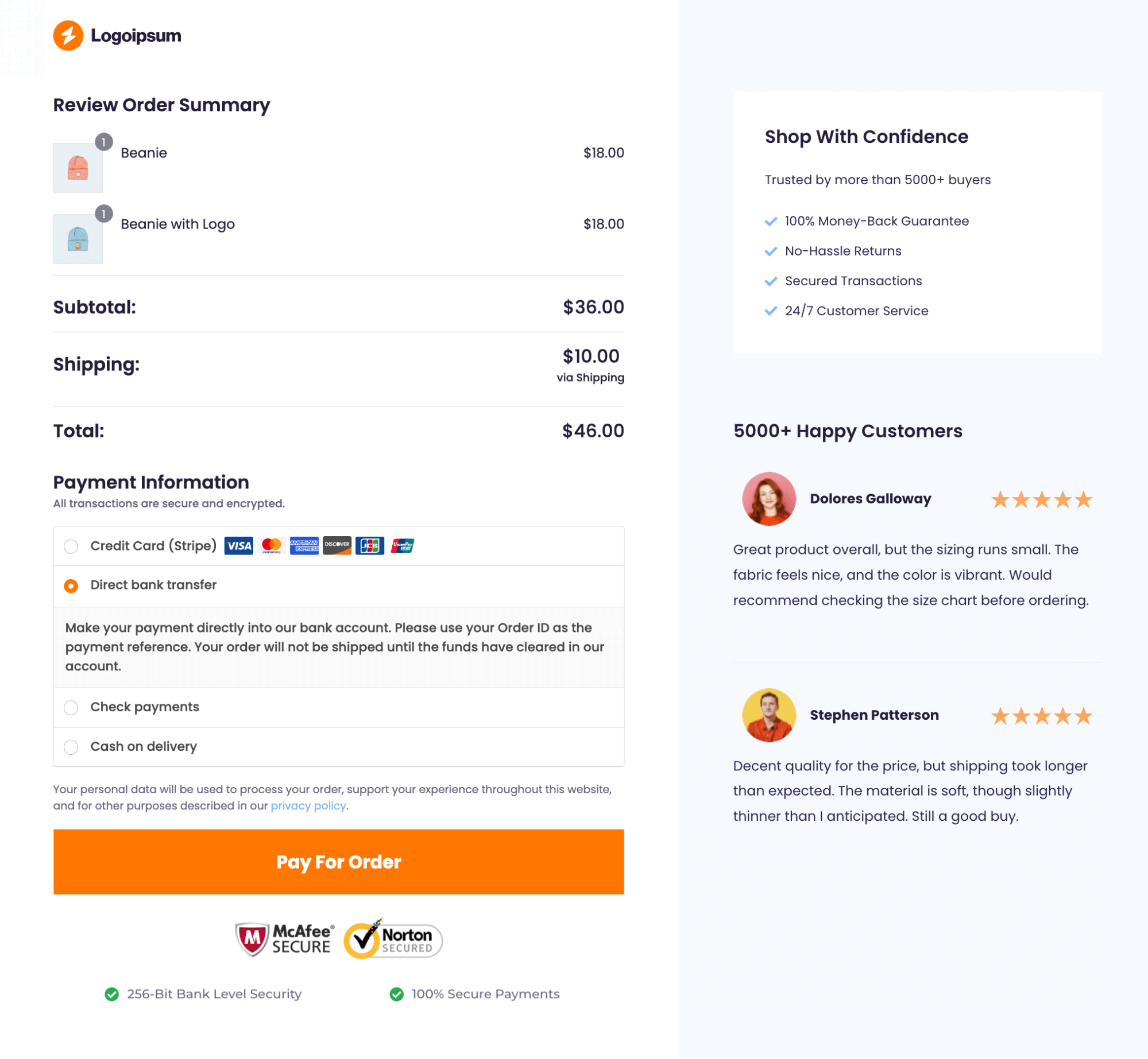 custom WooCommerce order pay page