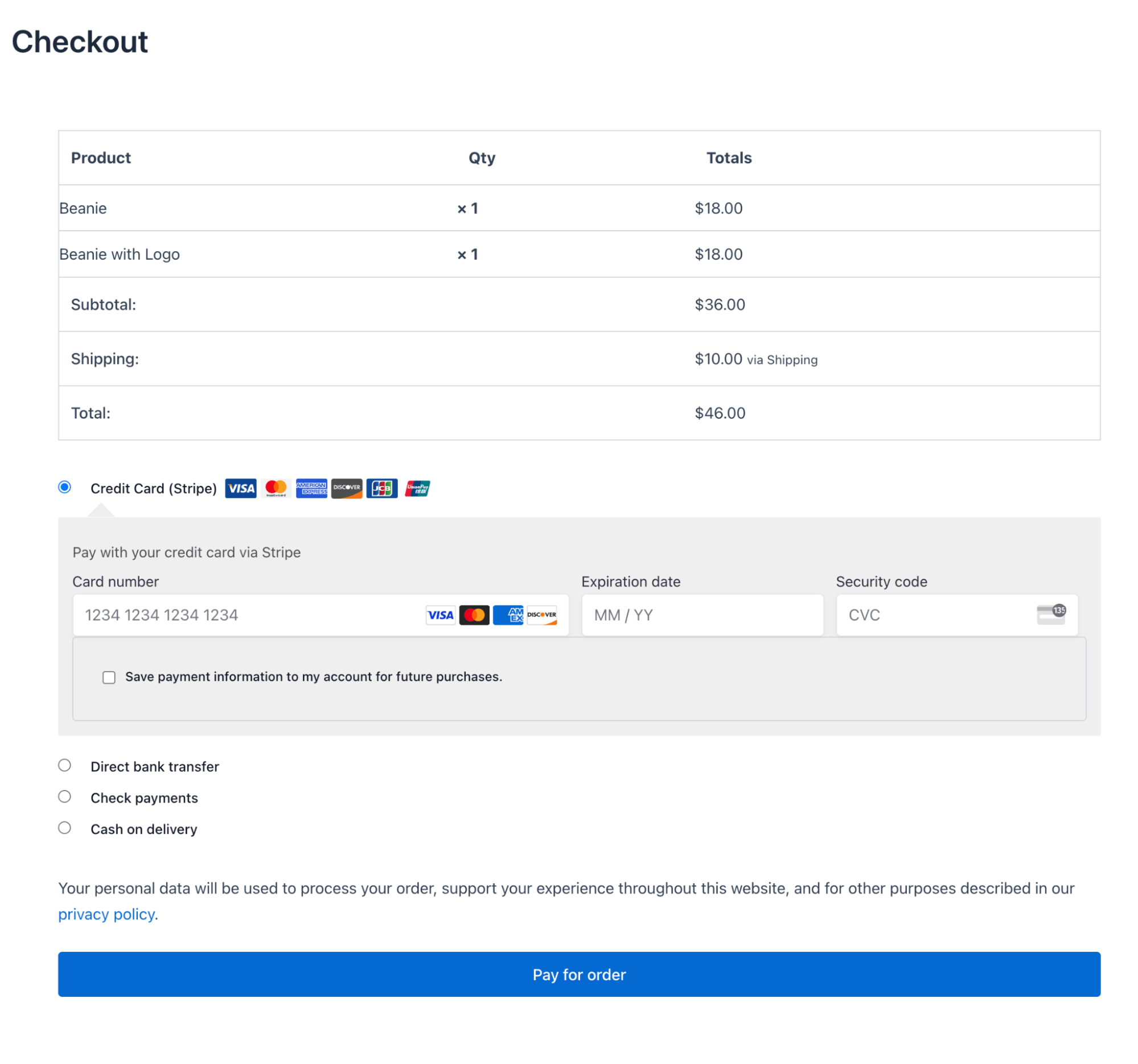 default customer pay page link