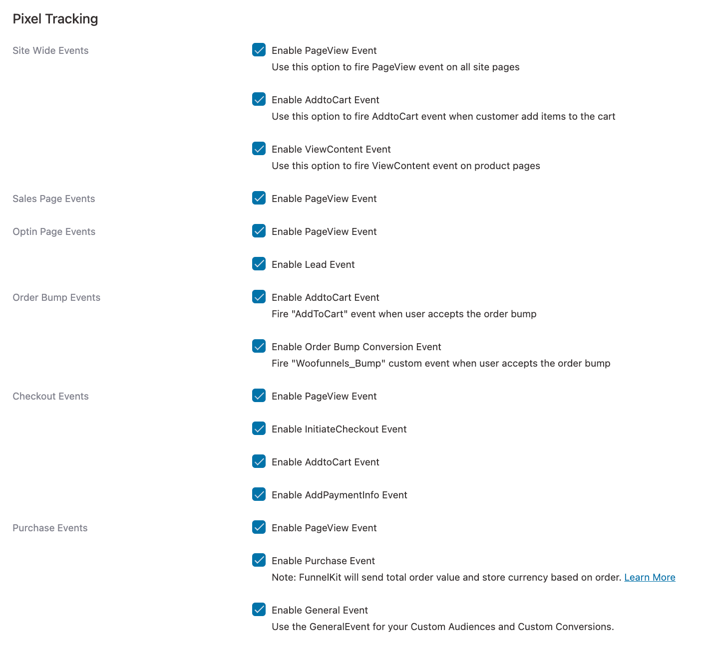 enable events