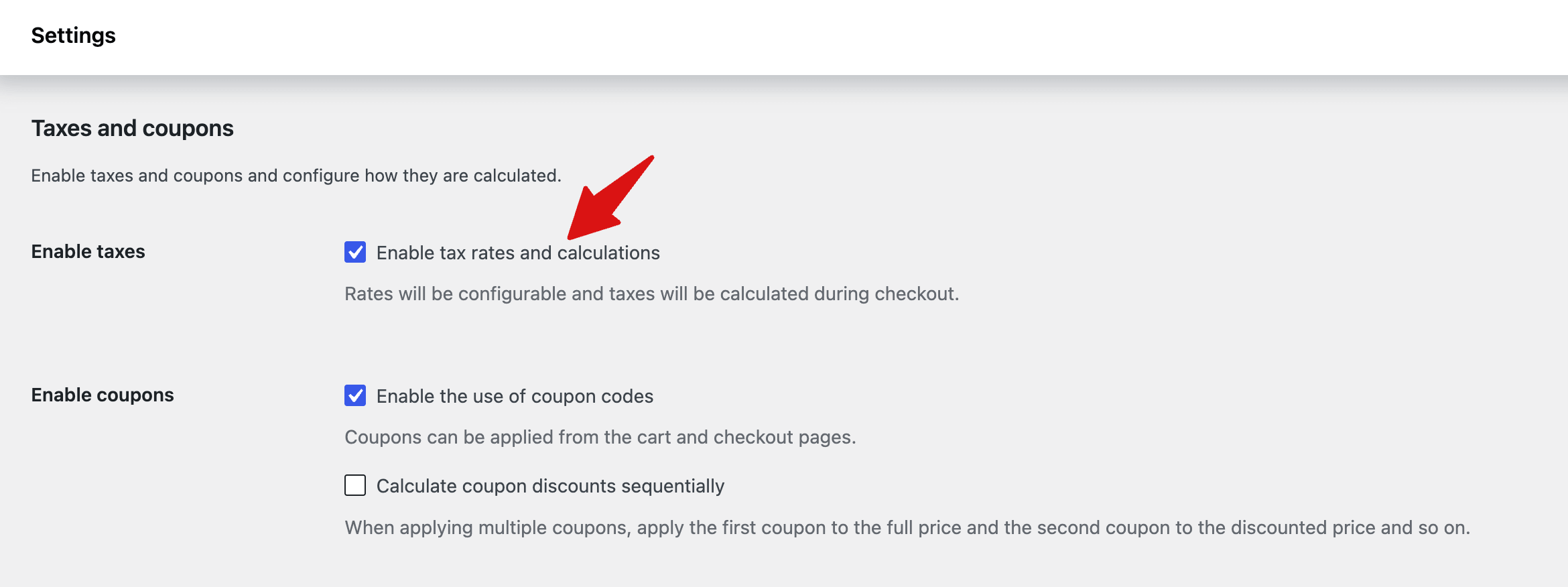enable tax and rates in WooCommerce