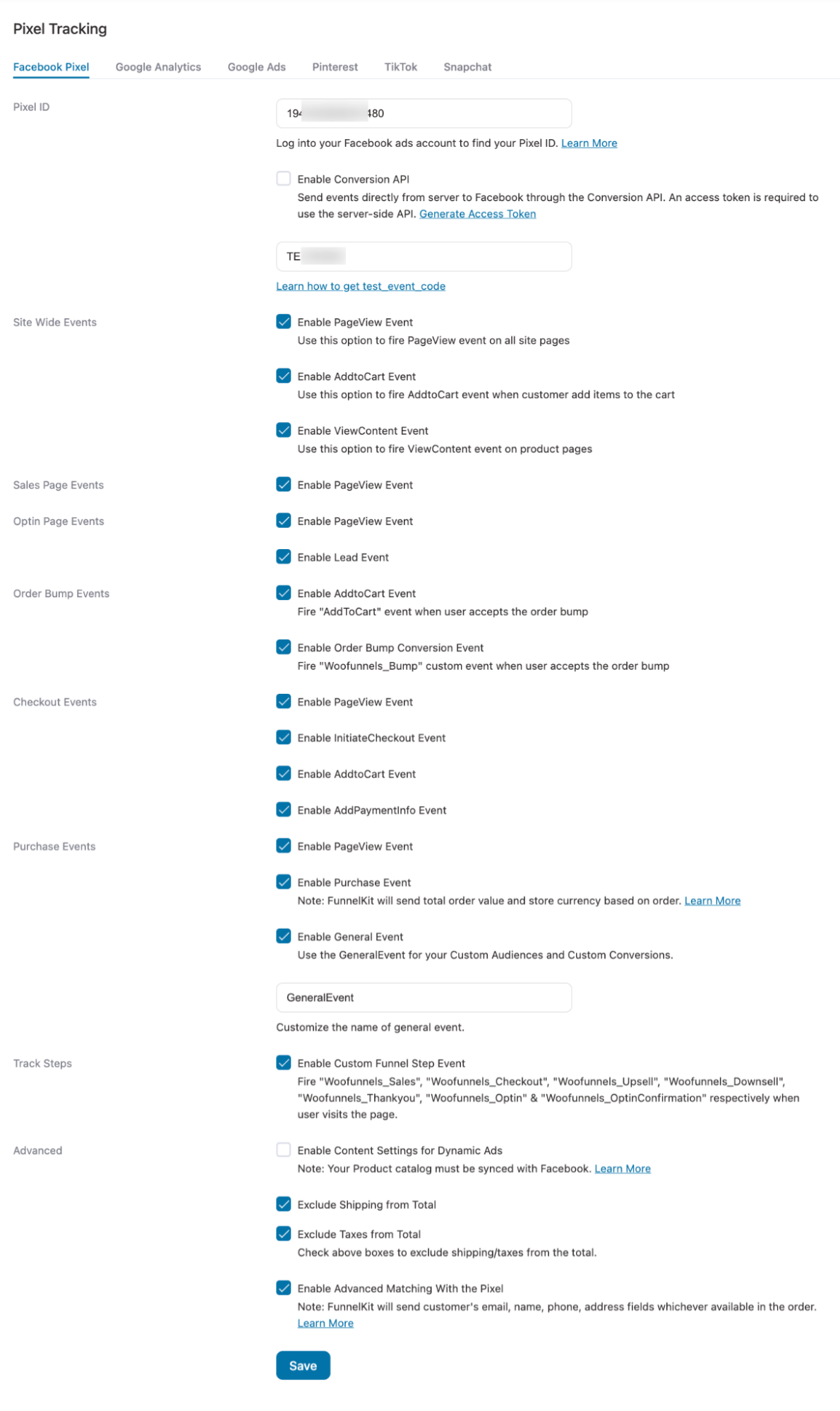 facebook pixel tracking set up