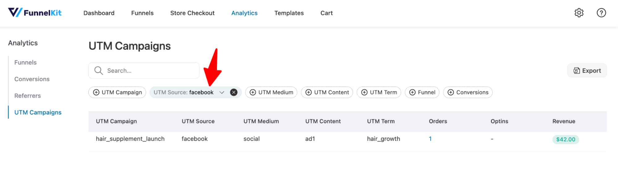 filter utm campaigns - global analytics