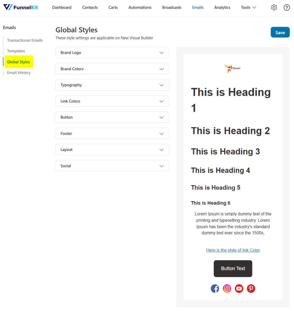 Global Styles - FunnelKit Automations