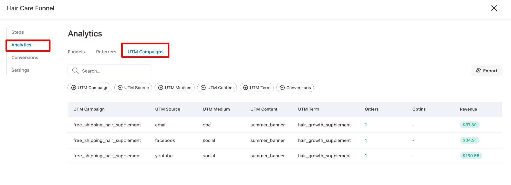 nativate to utm camapigns for sales funnels