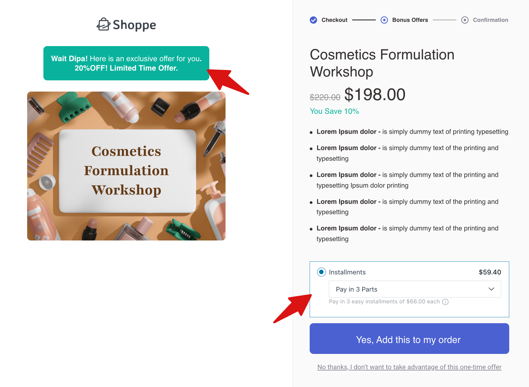 offer upsell as payment plans after checkout in WooCommerce