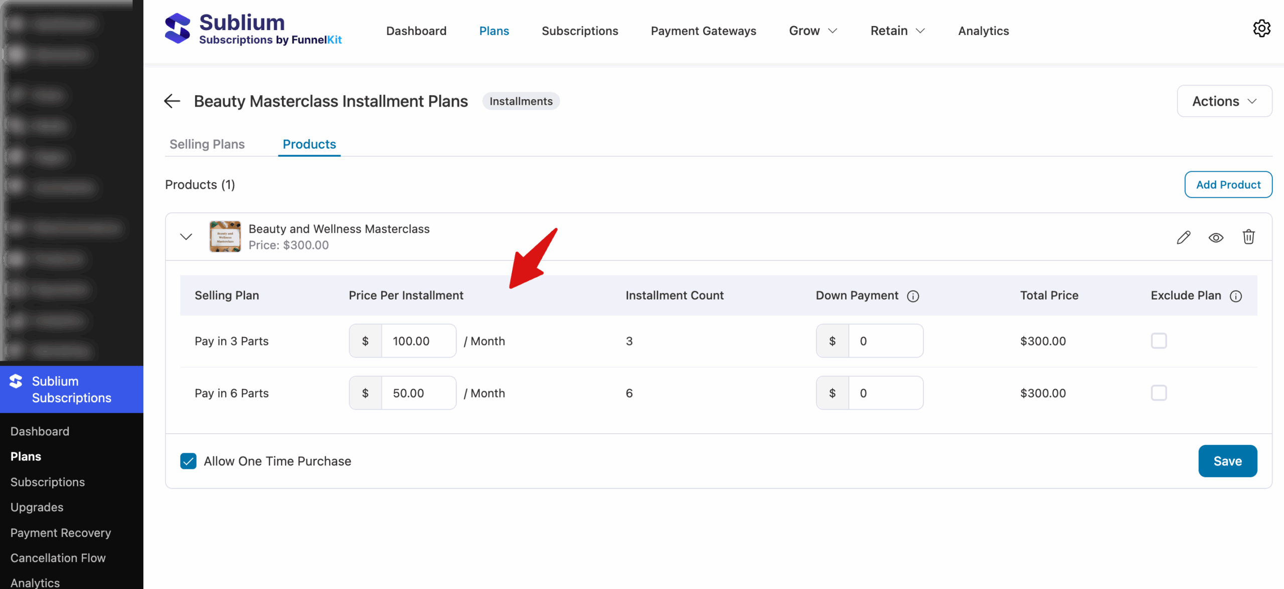 set pricing for installment price in different WooCommerce payment plans
