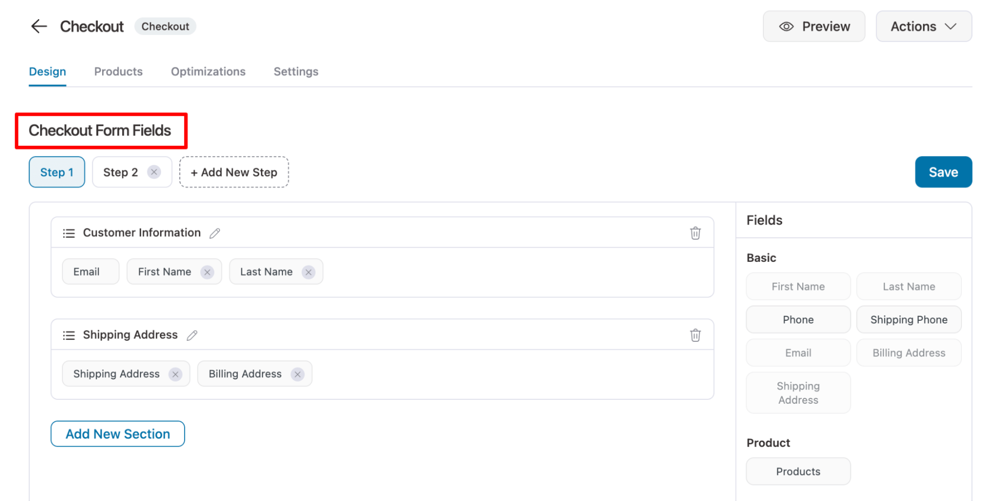 Checkout Form Fields
