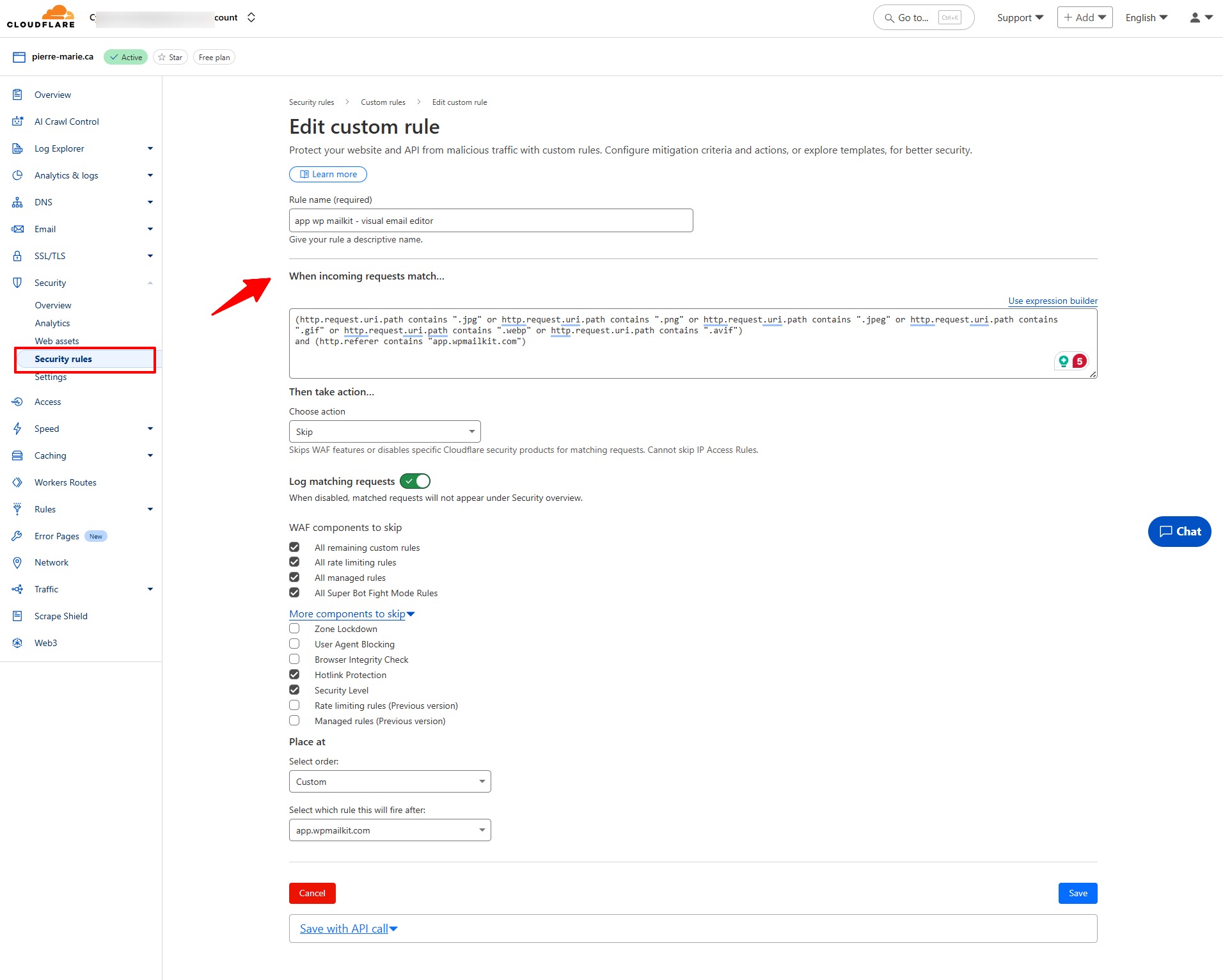 CloudFlare Security rules