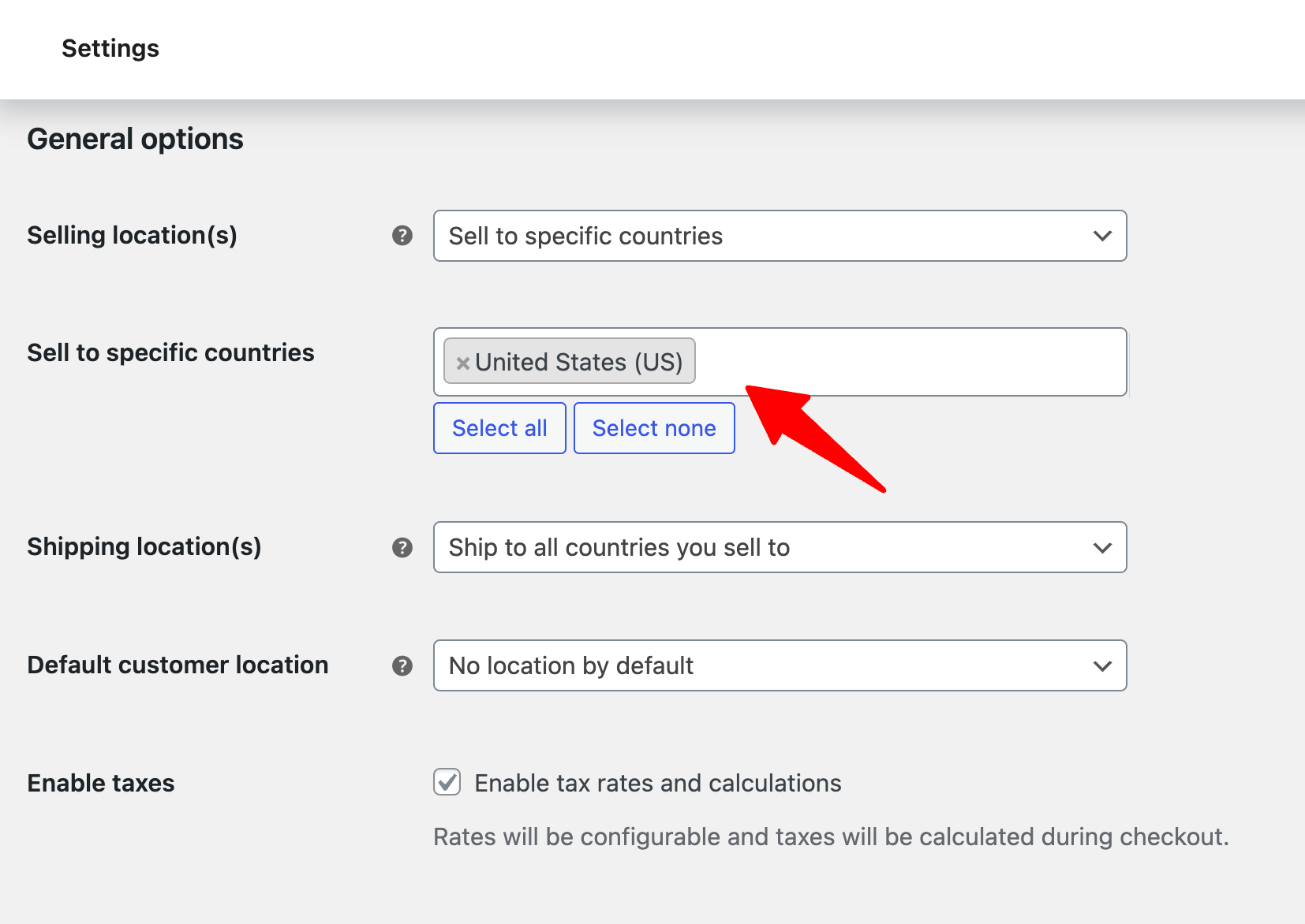 add a single country to sell to specific countries