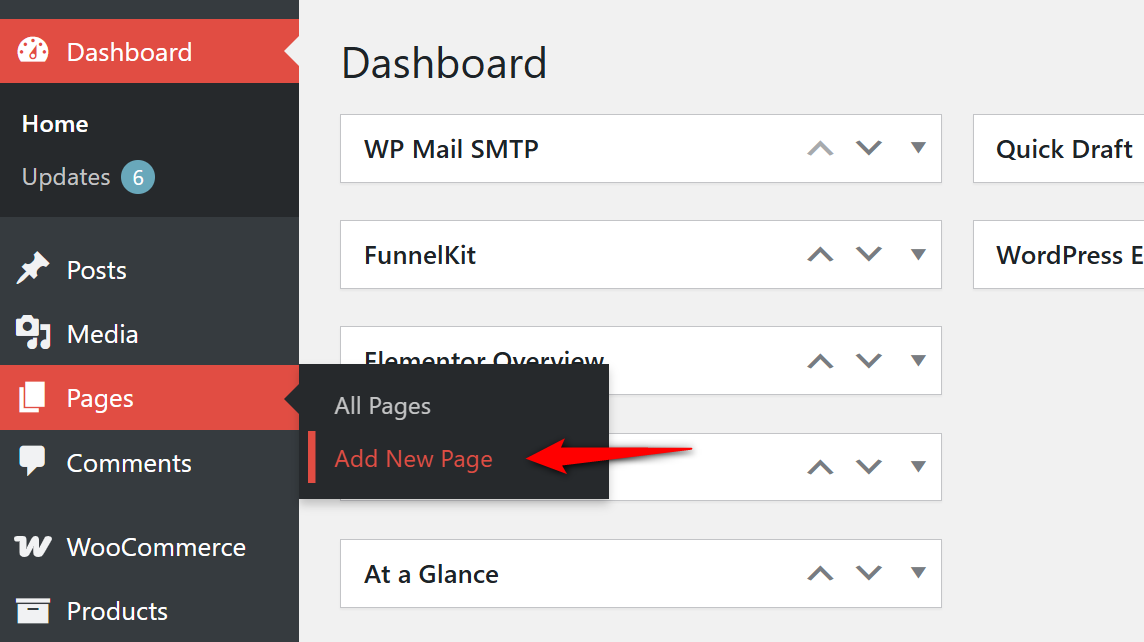 Navigate to pages and click on the Add new page