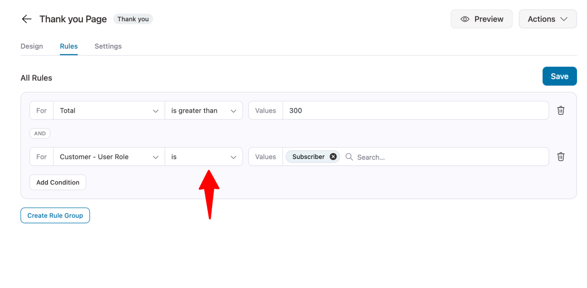 add second rule with and operator