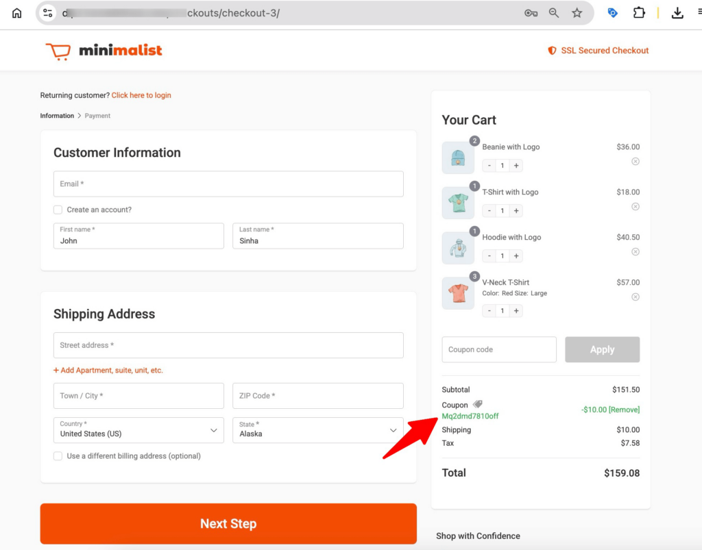 auto apply coupon in WooCommerce checkout URL preview